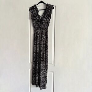 NWT Max Studio London US M Smocked Dot-Print Jumpsuit